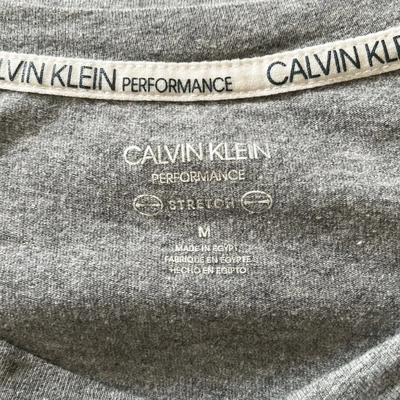 Calvin Klein Performance Stretch Short-Sleeved T-Shirt M EUC Gray Grey White - Picture 4 of 5